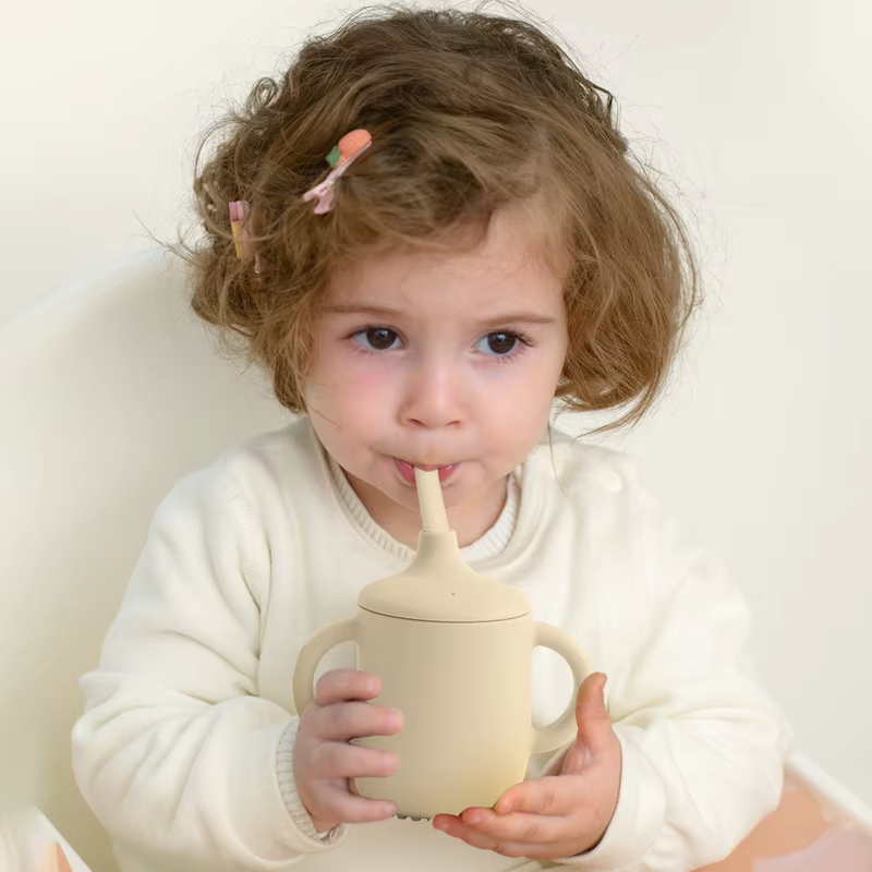 1PCS Two Lids Baby Silicone Straw Cup BPA Free Portable Storage Snack Container Feeding Cup Kids Learning Drink Cup Baby Stuff