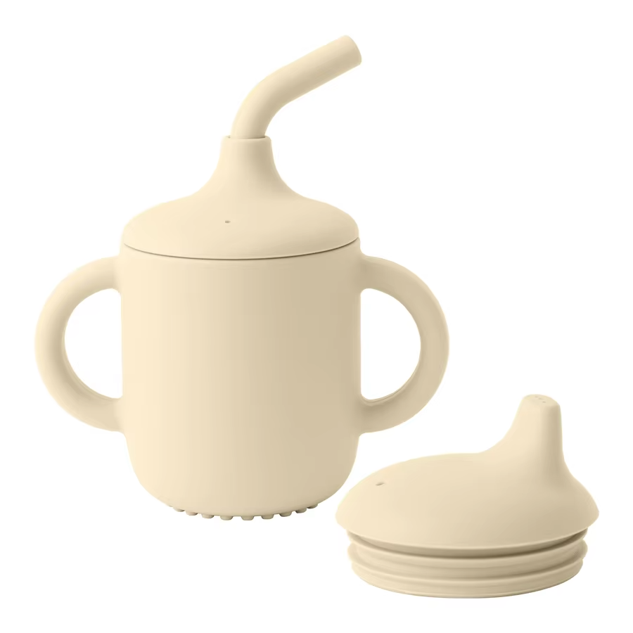 1PCS Two Lids Baby Silicone Straw Cup BPA Free Portable Storage Snack Container Feeding Cup Kids Learning Drink Cup Baby Stuff
