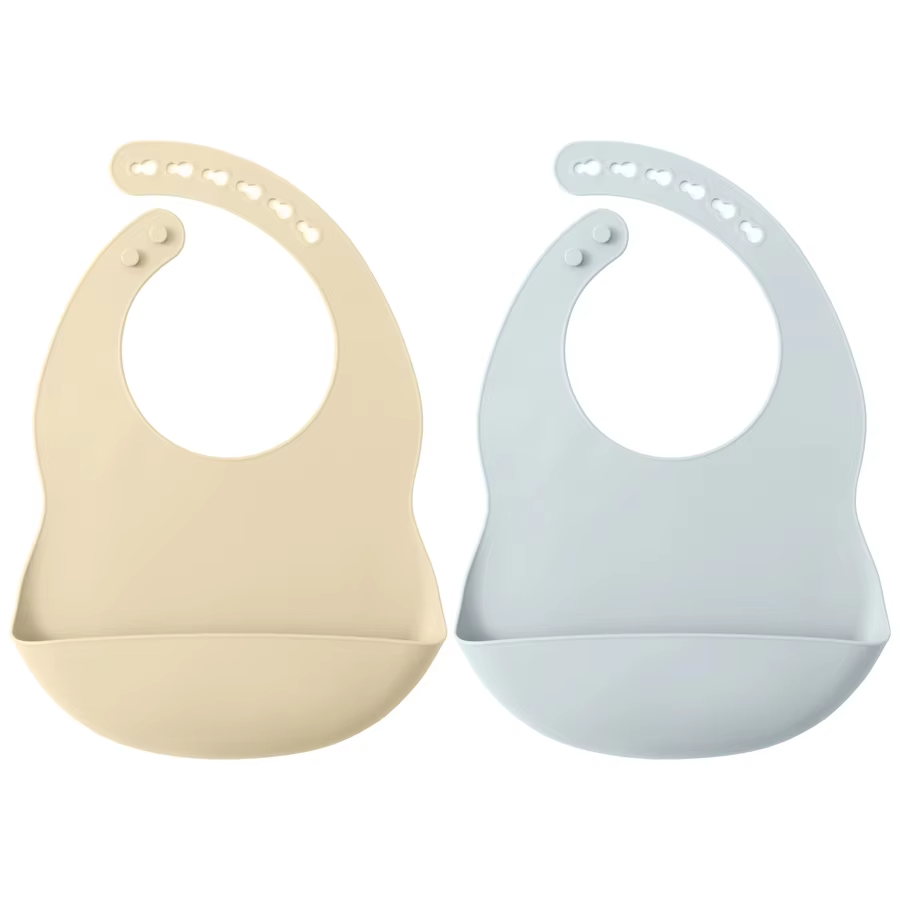 2PCS Toddler Silicone Breastplate Baby Bib Waterproof Solid Color Infant Bibs Newborn Feeding Burp Cloth Drooling Scarf