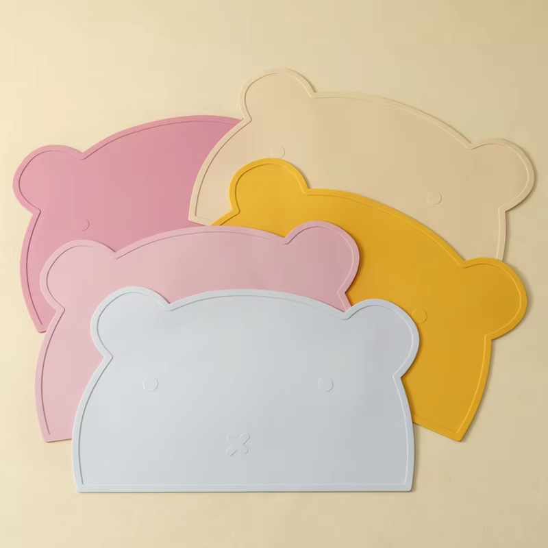 Color Kids Portable Baby Silicone Placemat BPA Free Baby Kid Heat Resistant Mat Silicone Table Mat Baby Feeding Dining Table Pad