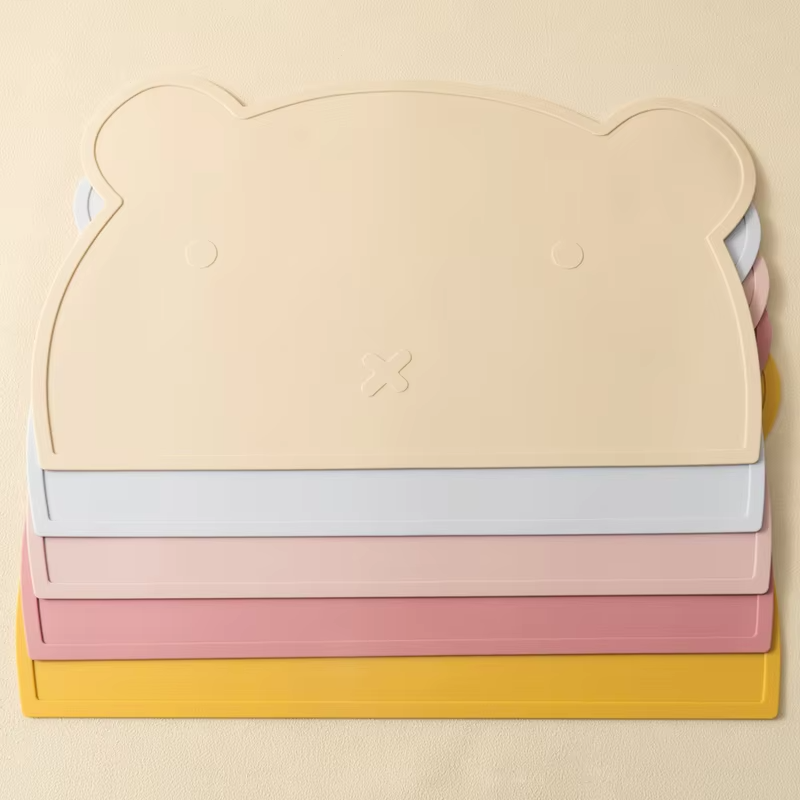 Color Kids Portable Baby Silicone Placemat BPA Free Baby Kid Heat Resistant Mat Silicone Table Mat Baby Feeding Dining Table Pad