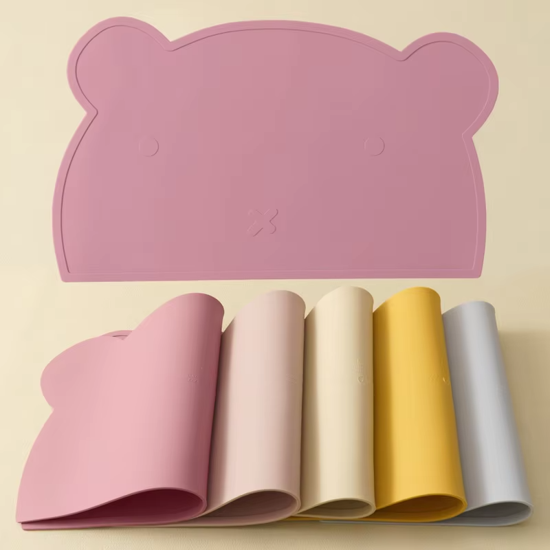 Color Kids Portable Baby Silicone Placemat BPA Free Baby Kid Heat Resistant Mat Silicone Table Mat Baby Feeding Dining Table Pad