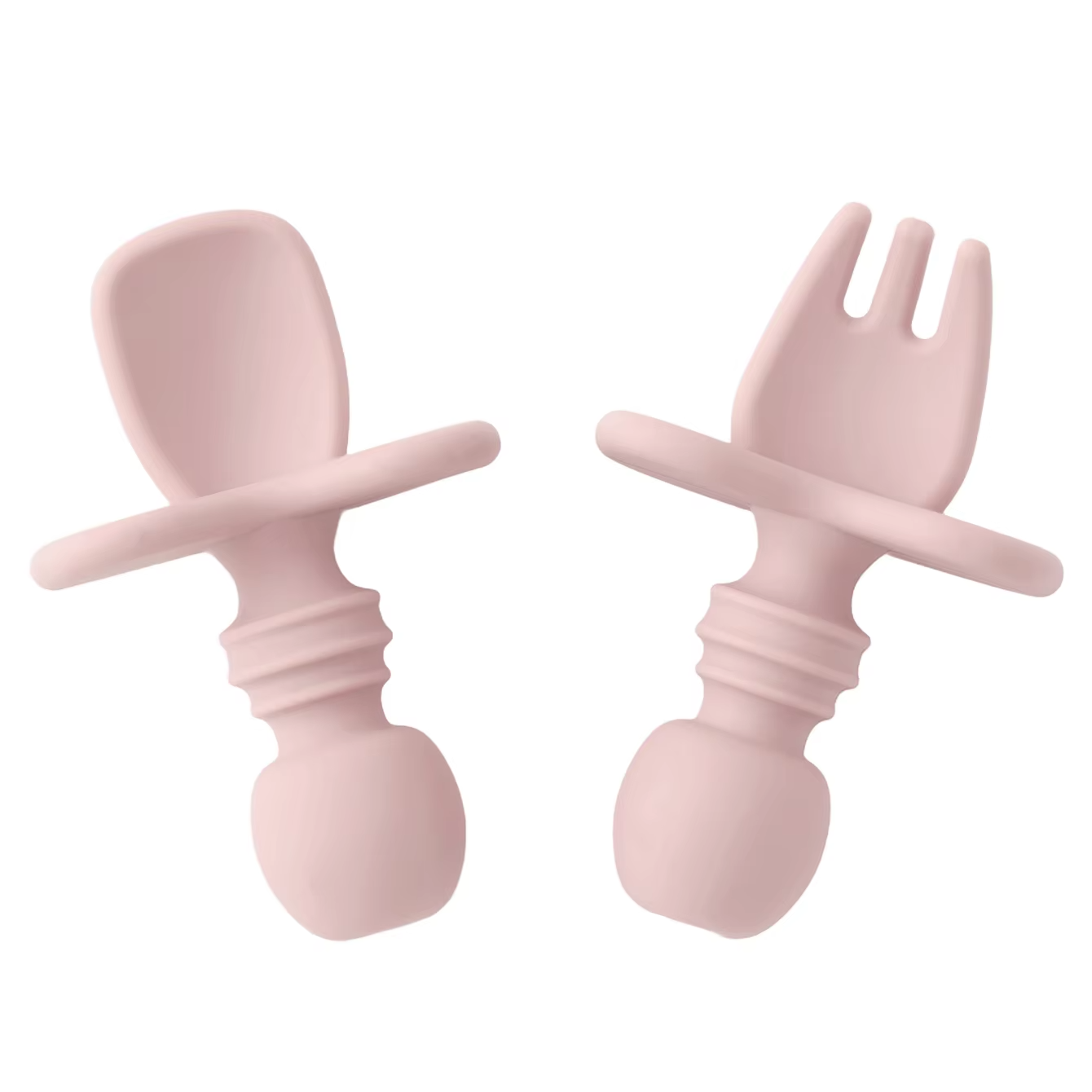 Color Kids 2PCS Silicone Baby Tableware Set Soft Fork Spoon BPA Free Portable Mini Feeding Utensils Spork Training Fork Spoon