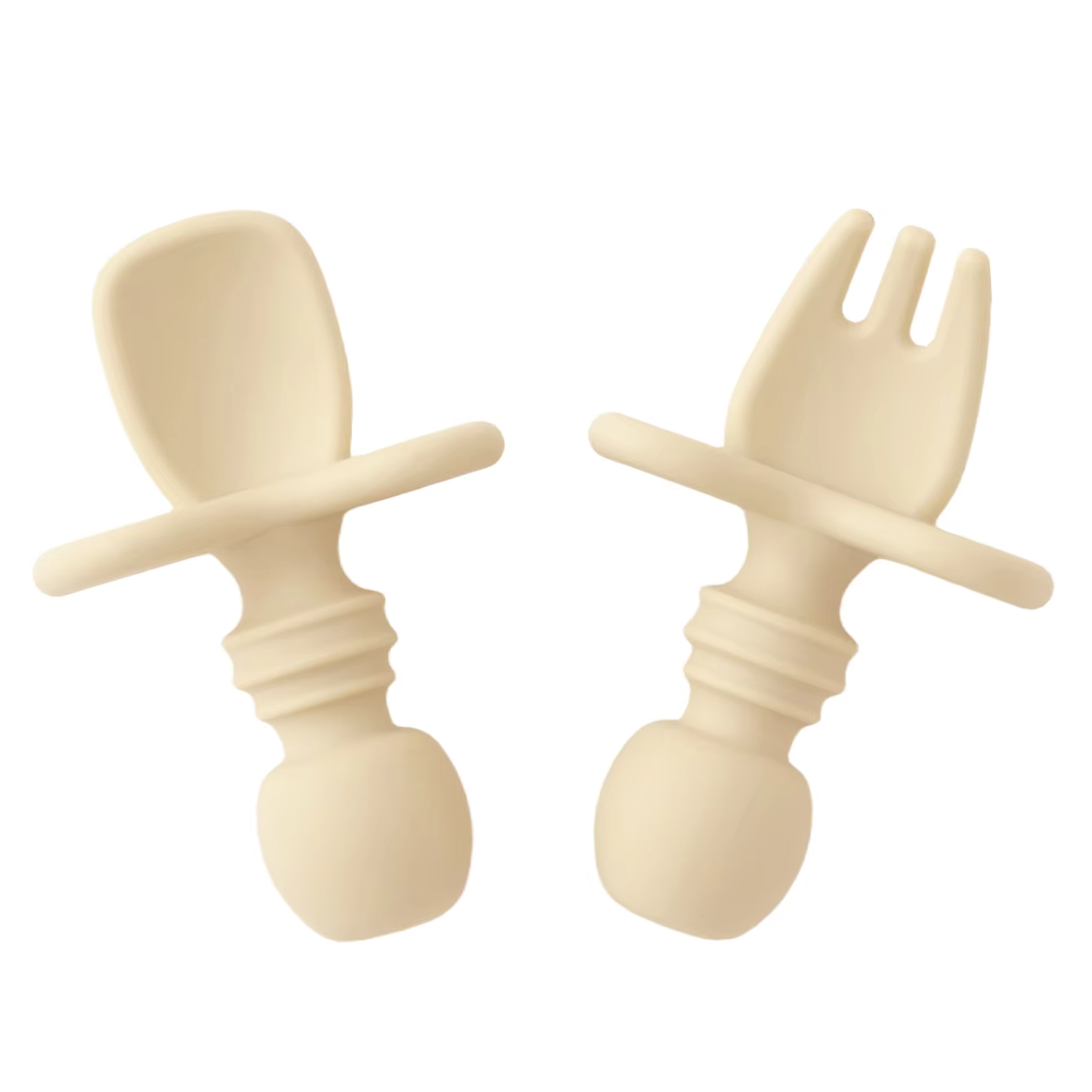 Color Kids 2PCS Silicone Baby Tableware Set Soft Fork Spoon BPA Free Portable Mini Feeding Utensils Spork Training Fork Spoon