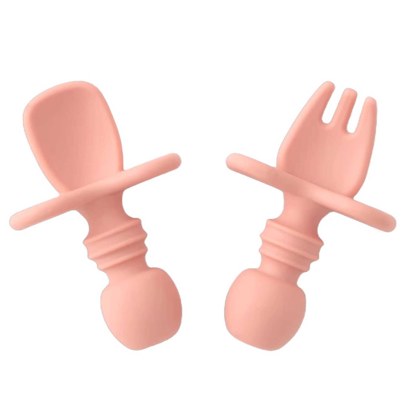 Color Kids 2PCS Silicone Baby Tableware Set Soft Fork Spoon BPA Free Portable Mini Feeding Utensils Spork Training Fork Spoon