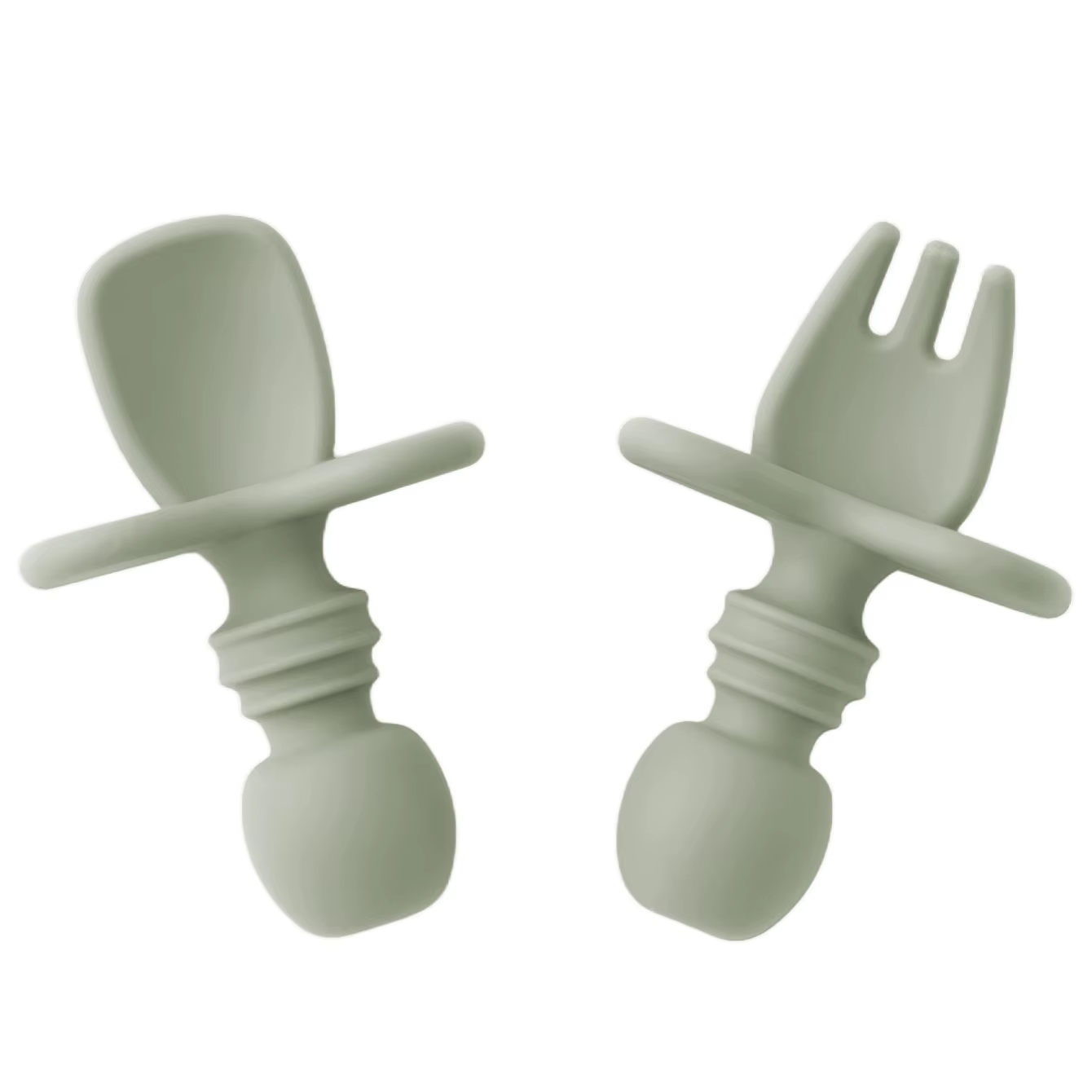 Color Kids 2PCS Silicone Baby Tableware Set Soft Fork Spoon BPA Free Portable Mini Feeding Utensils Spork Training Fork Spoon