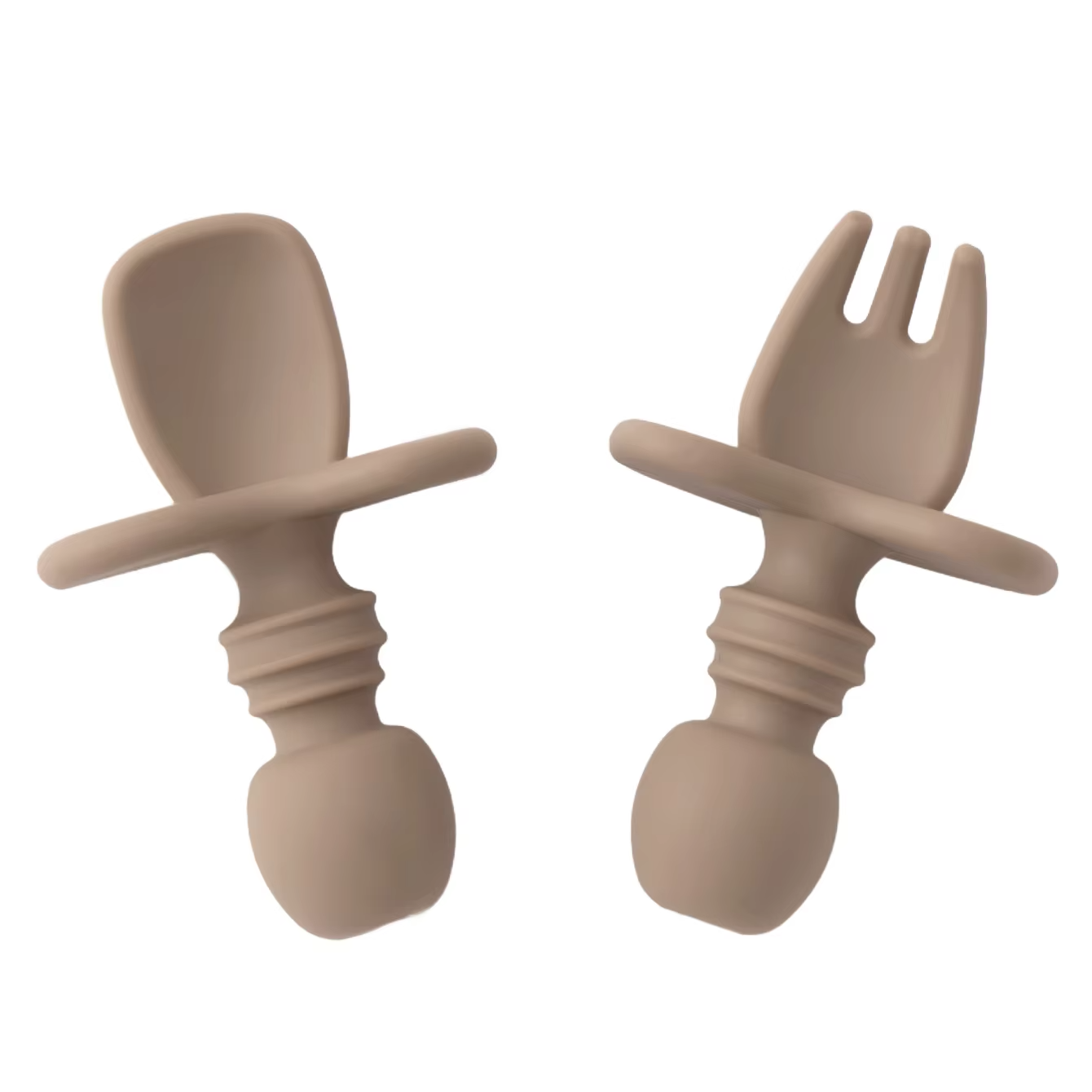 Color Kids 2PCS Silicone Baby Tableware Set Soft Fork Spoon BPA Free Portable Mini Feeding Utensils Spork Training Fork Spoon