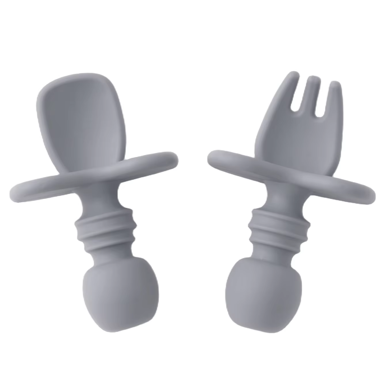Color Kids 2PCS Silicone Baby Tableware Set Soft Fork Spoon BPA Free Portable Mini Feeding Utensils Spork Training Fork Spoon