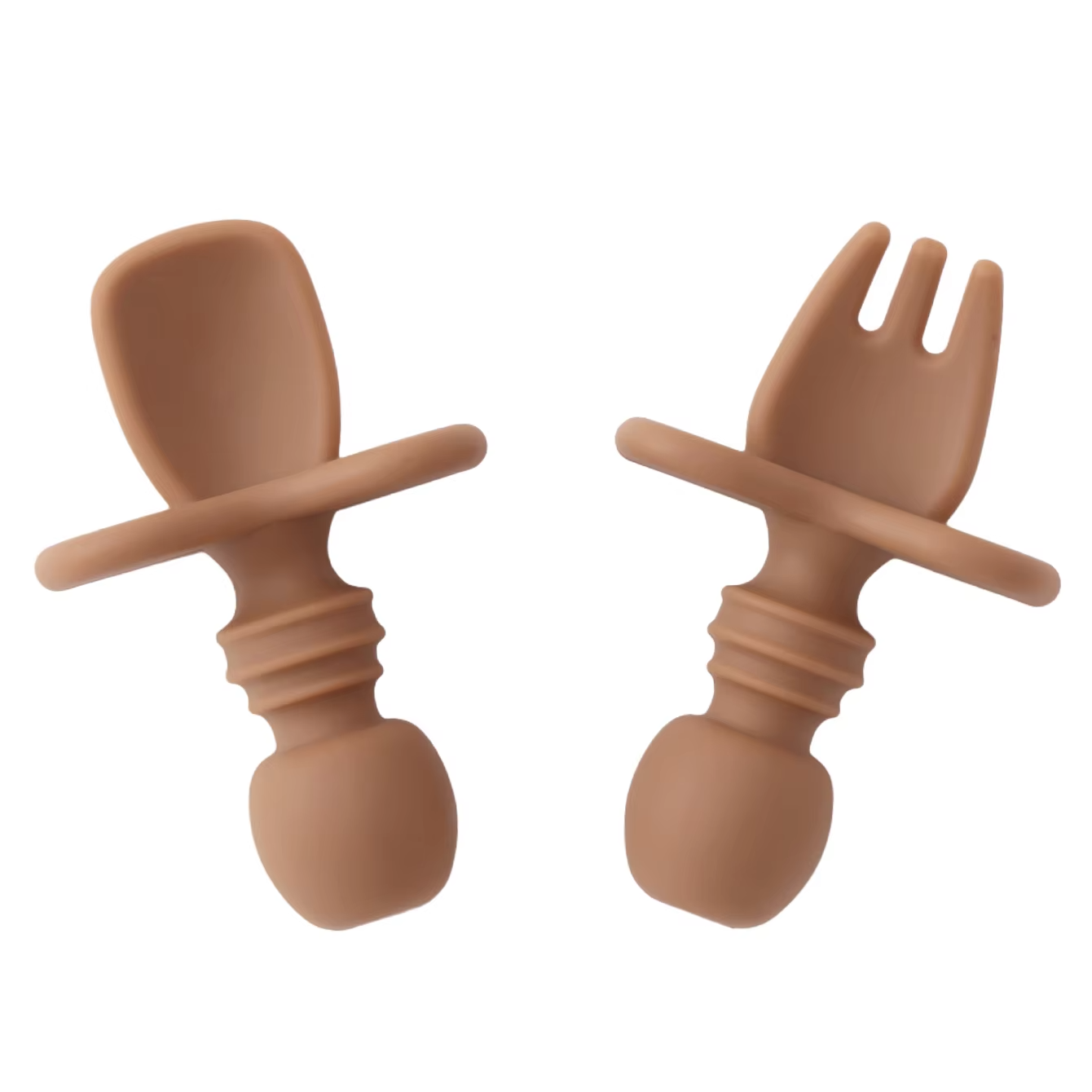 Color Kids 2PCS Silicone Baby Tableware Set Soft Fork Spoon BPA Free Portable Mini Feeding Utensils Spork Training Fork Spoon