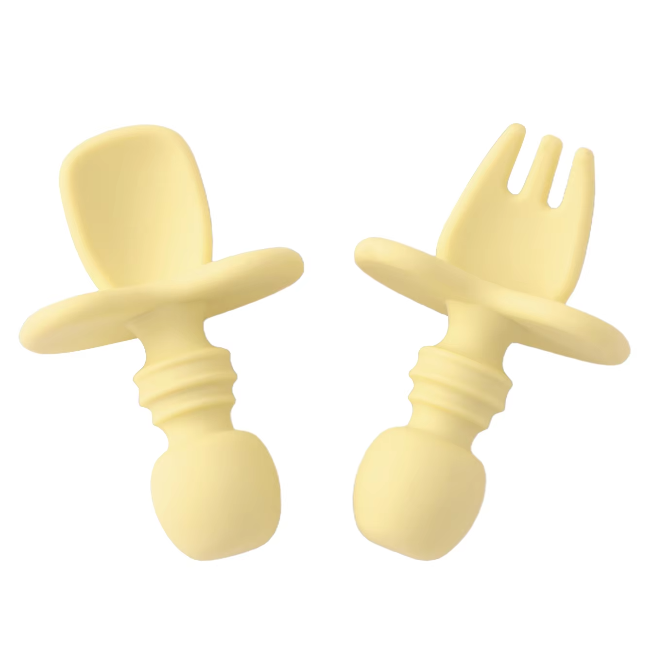 Color Kids 2PCS Silicone Baby Tableware Set Soft Fork Spoon BPA Free Portable Mini Feeding Utensils Spork Training Fork Spoon