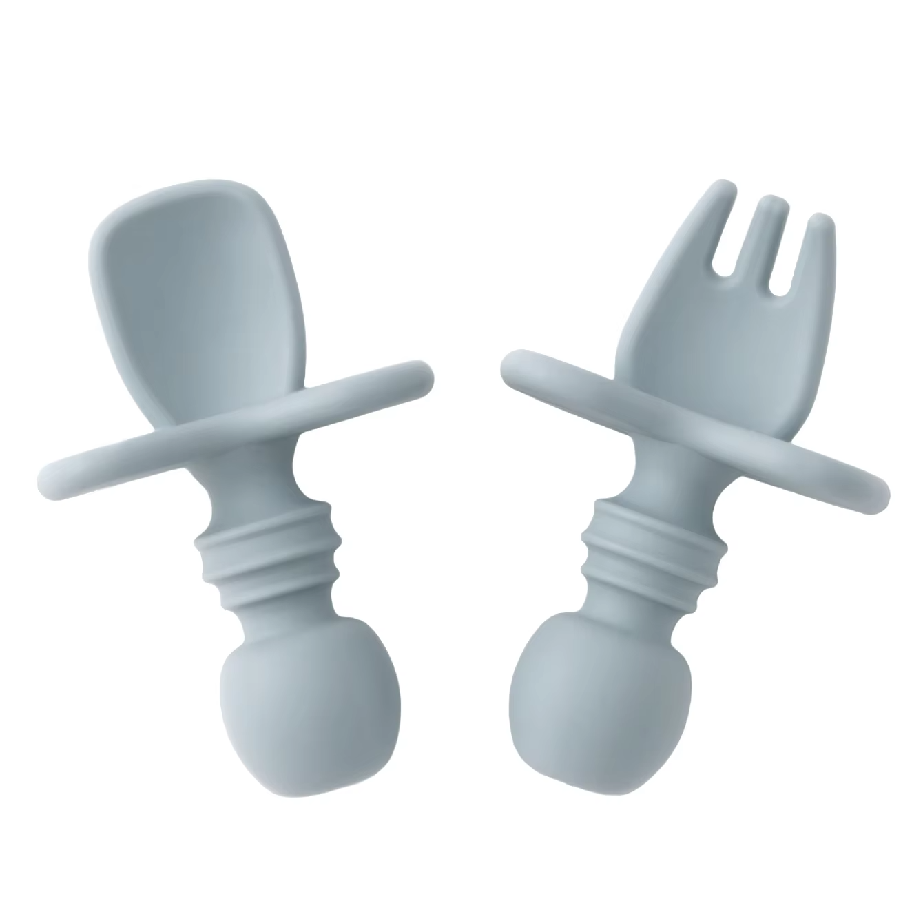 Color Kids 2PCS Silicone Baby Tableware Set Soft Fork Spoon BPA Free Portable Mini Feeding Utensils Spork Training Fork Spoon